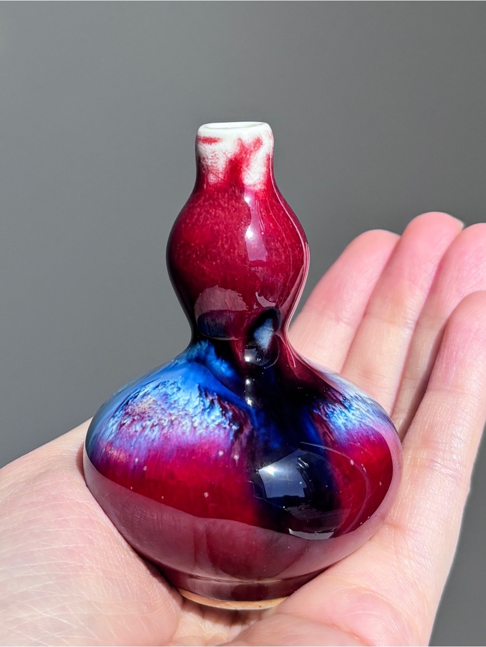 Vintage Flambe Glazed Double Gourd Vase